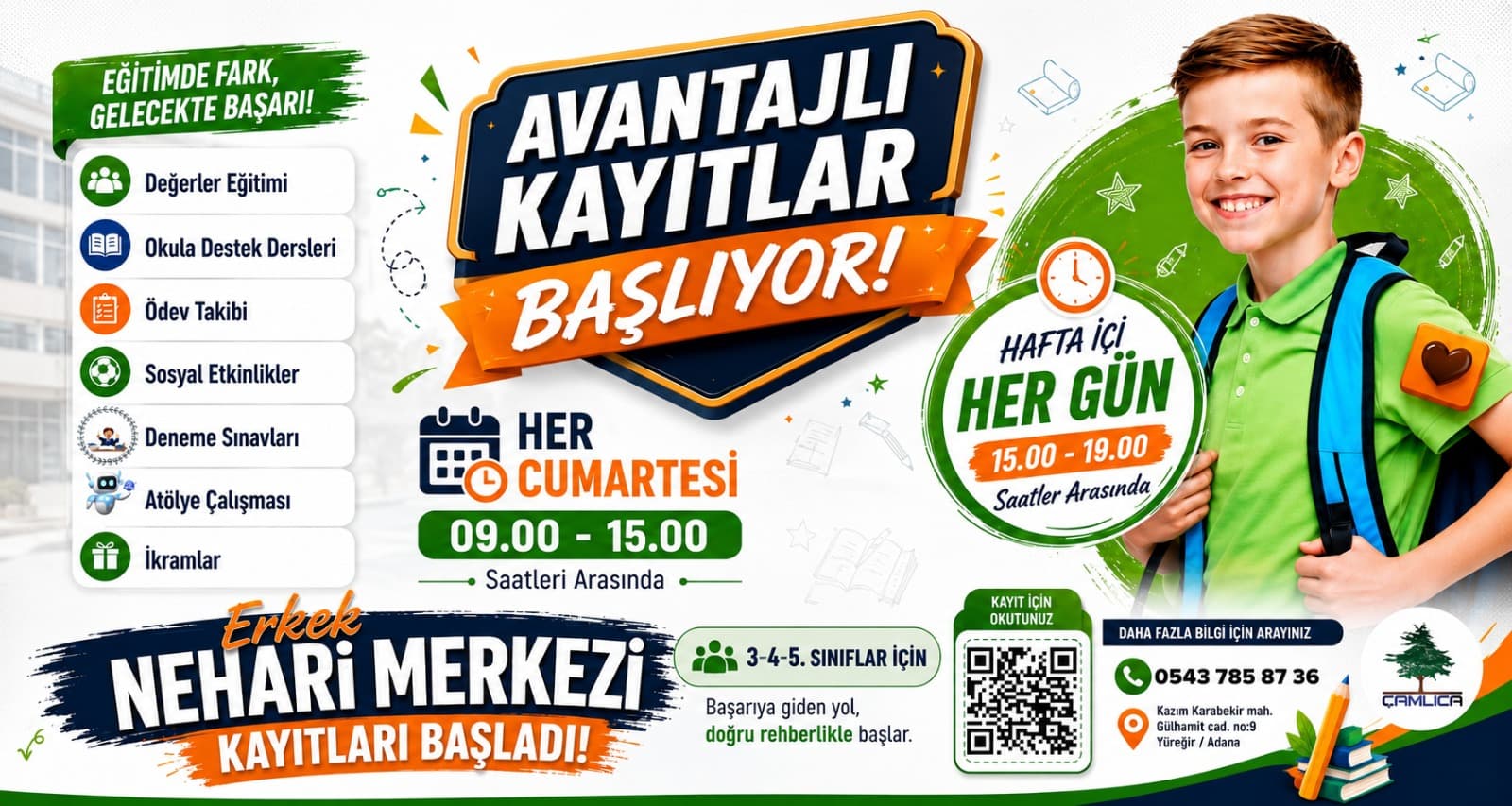 Avantajlı kayıtlar başlayan Erkek Nehari Merkezi yatay tanıtım bannerı