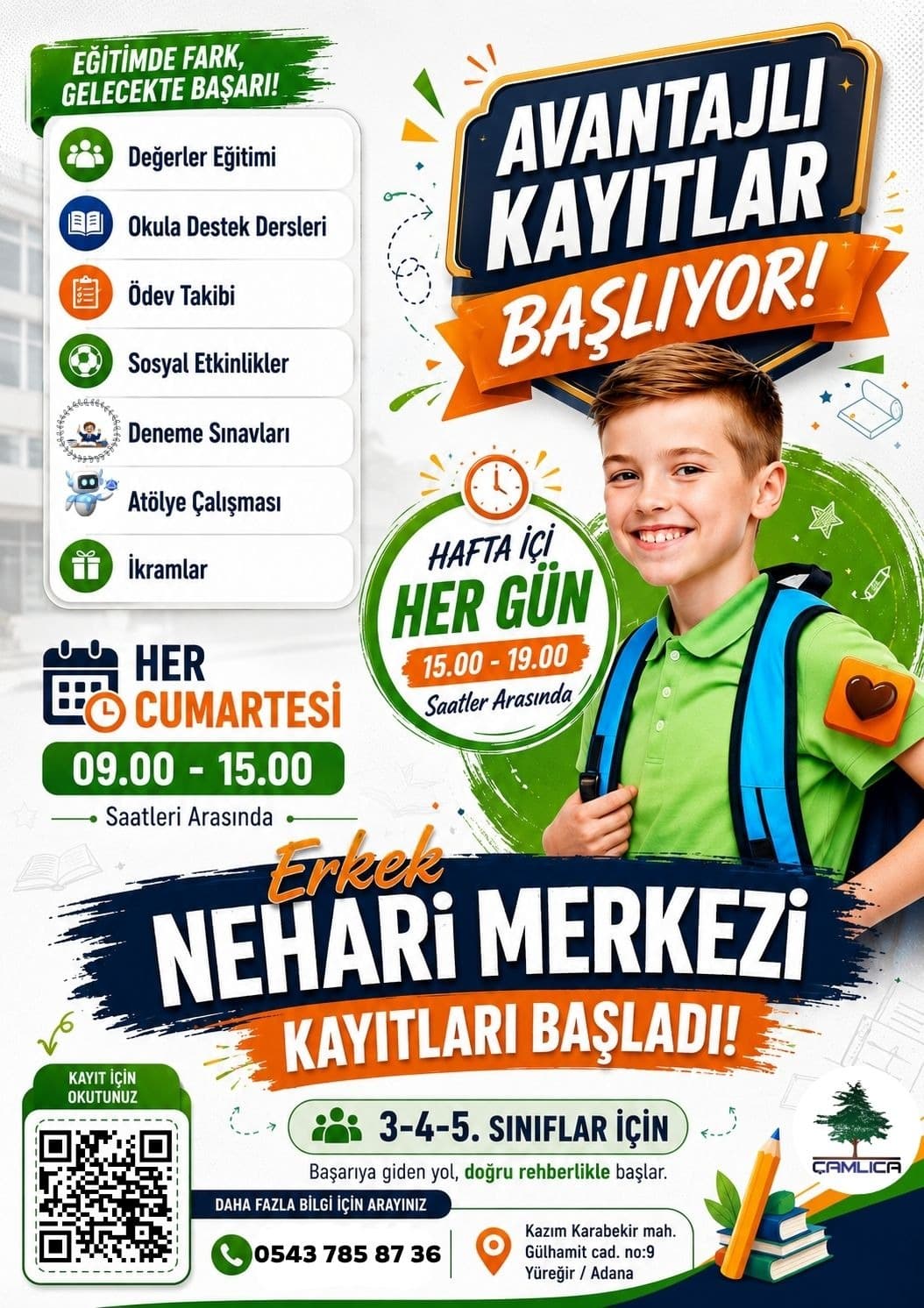 Çamlıca Erkek Nehari Merkezi kayıt afişi